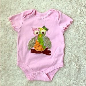 One-of-a-Kind Owl Embellished Infant Onesie 3-6M